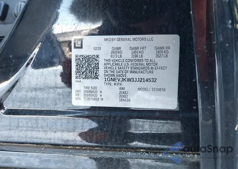 2018 Chevrolet Traverse Premier z USA, uszkodzony, nr VIN 1GNEVJKW3JJ214532